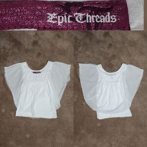 Epic Threads 70's Retro Fan Feather White Top Sz Sm (6/7)